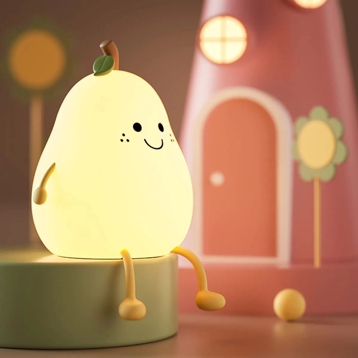 LEDHOLYT Night Light for Kids, Cute Silicone Nursery Pear Lamp for Baby and Toddler,Fruit NightLight for Boys and Girls