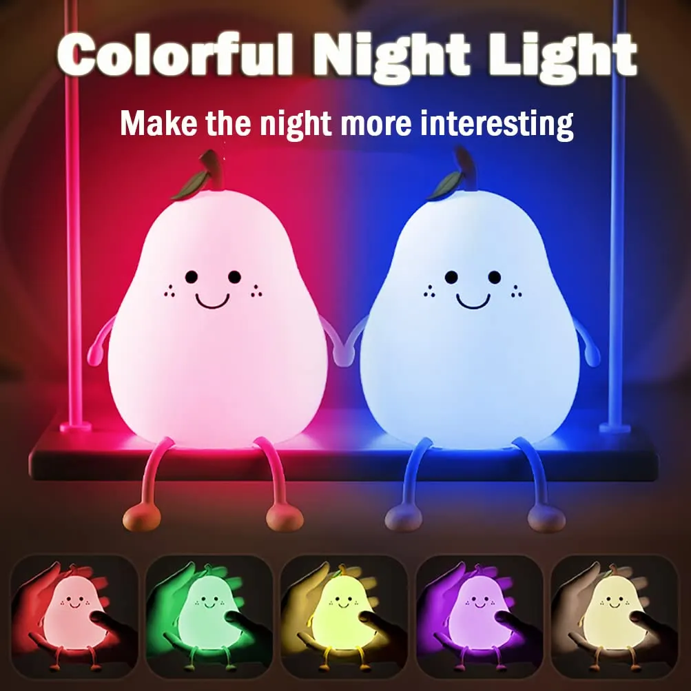 LEDHOLYT Night Light for Kids, Cute Silicone Nursery Pear Lamp for Baby and Toddler,Fruit NightLight for Boys and Girls