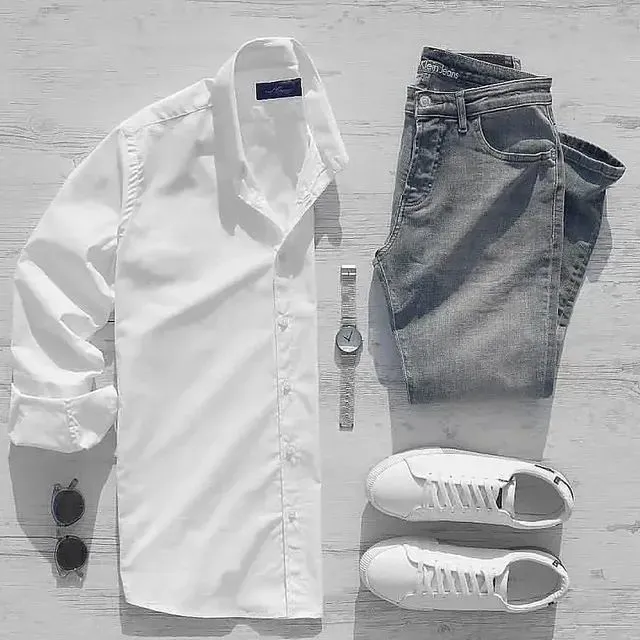 Best White Shirt combo for Men, Outfit Essential Streetwear Men's Outfits